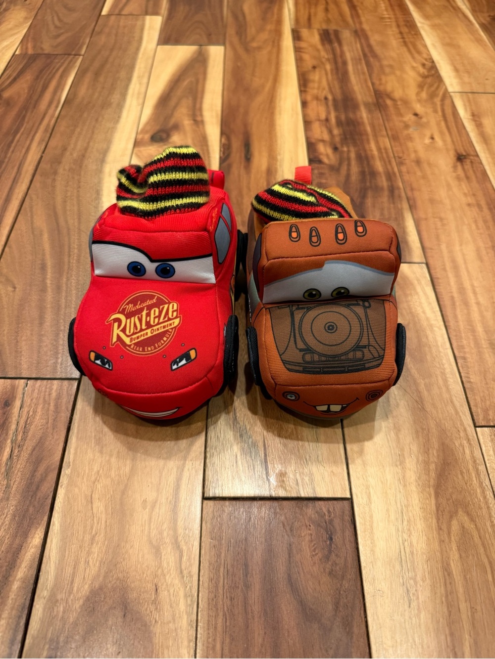Cars Lightning McQueen & Mater Plush Slippers - Red & Brown